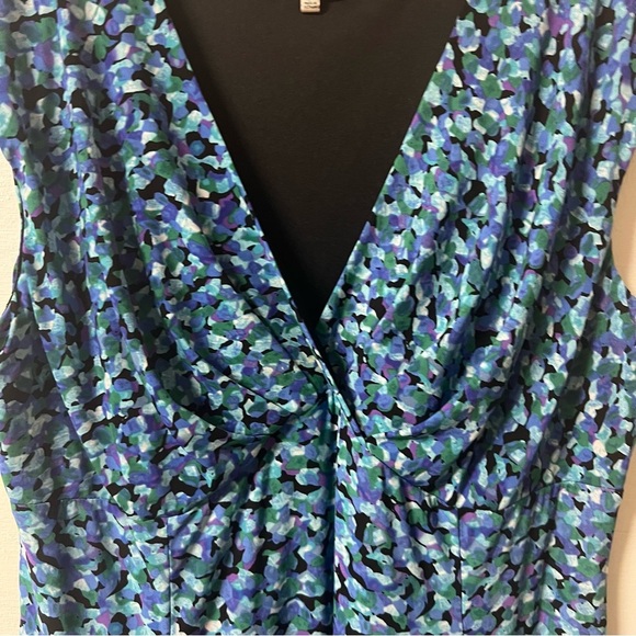 Jones Studio Blue Artsy Abstract Dress Babydoll Size 18W Sleeveless Career - Picture 2 of 6